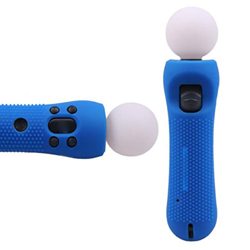 2 pcs Silicone Rubber Cover Anti-Slip Protective Skin Case for PS VR Move PS Move Motion Controller Blue