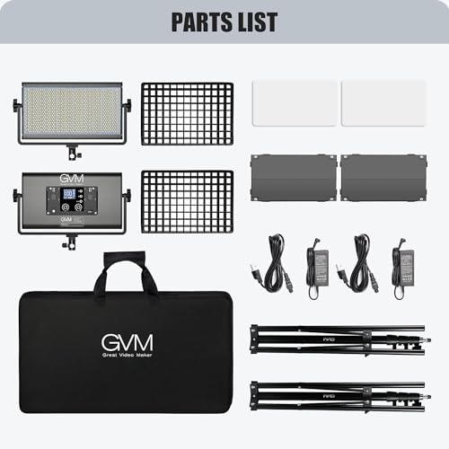GVM 1500D RGB LED Video Light with Softbox, 75W Video Lighting Kit with Bluetooth Control, Led Panel Light for Photography, YouTube Studio, Video Shooting,18 Scene Mode, 2 Packs - color: 1500D