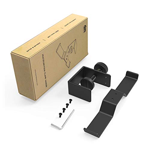 6amLifestyle Under Desk Dual Headphone Hanger, Metal Headset Stand Gaming Earphone Holder Universal Clamp on Desk Hanger Hook for All Headsets, Black (Patent)