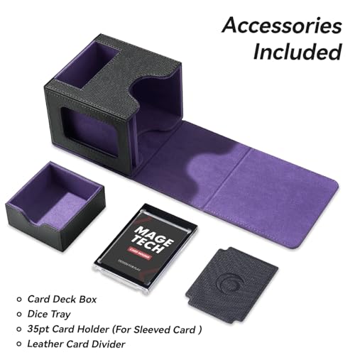Mage Tech Card Deck Box for MTG Commander - Patented Design, Commander Display, Fits 100 Double-Sleeved Cards, 35pt Card Brick & Dice Tray - Black/Purple - color: 2. Eclipse (Black/Purple)