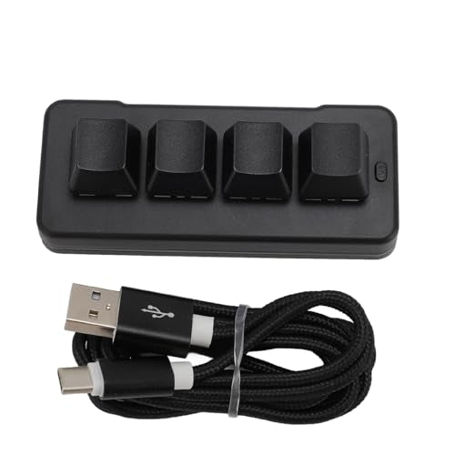 4 Key Mini Keypad, One Handed Mechanical Gaming Keyboard, Wired USB Programming Macro Keypad with RGB Dynamic Lighting for Game Editing Working