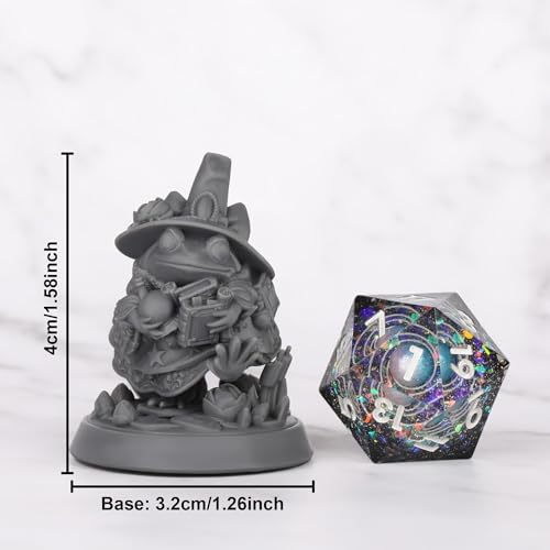 AUSPDICE DND Miniature, 32mm Frog Wizardess for Fantasy RPGs, S15 | 1:50 Scale Fantasy Mage with Witch Hat, Book and Potions for Dungeons and Dragons, TTRPGs, Board Games, Wargaming and Display