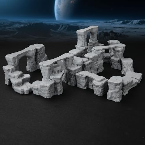 AUSPDICE RPG Terrain The Pit Canyon Scene for 28–32mm DND Campaigns TTRPG | Modular Scenery Set with Rock Bridges, TTRPG Structures, Map Accessories for Characters, Wargame and Roleplay Ready