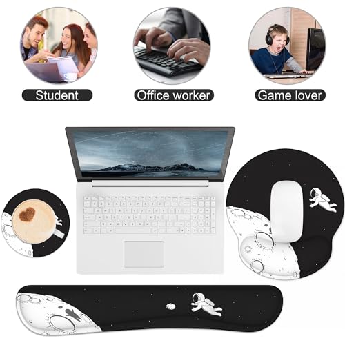 Ergonomic Mouse Pad with Wrist Rest and Keyboard Wrist Rest, Mousepad and Wrist Rest for Computer Keyboard, Pain Relief, Non-Slip Rubber Base, Mouse Pad with Wrist Support for Gaming, Astronaut - color: Astronaut
