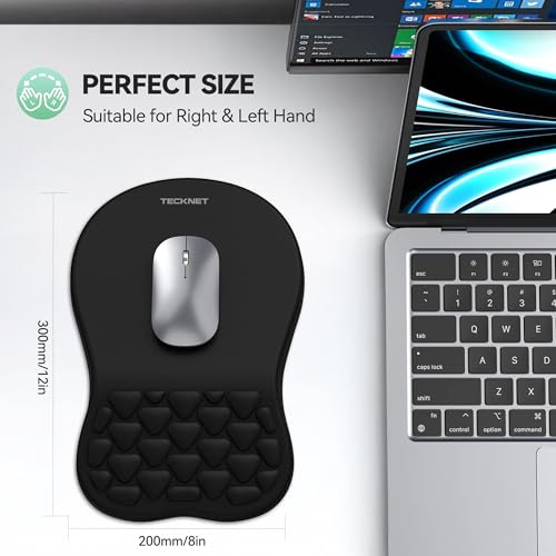 TECKNET Ergonomic Mouse Pad with Wrist Rest, Soft Mousepad with Massage Design, Memory Foam and Non-Slip PU Base for Pain Relief, Gaming Mouse Pad for Desk, Home, Office, 12x8 Inches, Black - color: Black