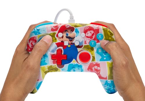 PowerA Enhanced Nintendo Switch and Switch 2 Wired Controller - Mario Hero Reel, Gamepad, game controller, wired controller, officially licensed - color: Mario Hero Reel