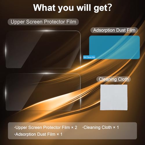 Screen Protector Compatible with AYN THOR Handheld Console- Tempered Glass for Dual Screens, Scratch-Resistant & High-Definition (2 upper screen film)