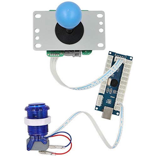 Arcade Game Stick DIY Kit Buttons with Logo LED 8 Way Joystick USB Encoder Cable Controller for PC MAME Raspberry Pi Green - color: green