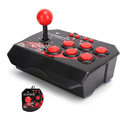 Universal Nostalgia Fight Stick, PC Street Fight Controller Fighting USB Wired Joystick Ergonomic Controller for Switch/PC/PS3, Black and Red