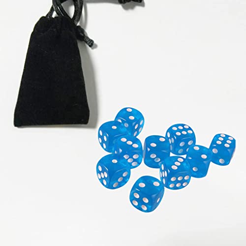 10PCS Polyhedral Dice - D6 Acrylic Dice, 16mm, Transparent Blue for RPG, MTG, DND, Table Games - color: Transparent Blue