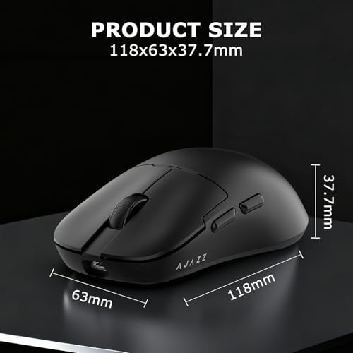 AJ159P MC Wireless Gaming Mouse, 12000 DPI, Tri-Mode 2.4G/Bluetooth/Wired, Magnetic RGB Charging Dock, 56g Ultra-Light, Programmable 6 Buttons - Perfect for Gaming, Work & Travel (Black) - color: Black