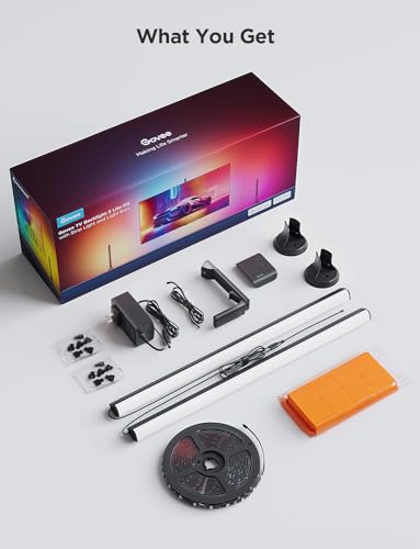 Govee TV Backlight 3 Lite Kit, 11.8ft RGBICW Wi-Fi TV LED Strip Lights for 55-65in TVs with Camera and 15 Inches Smart Light Bars with 4-in-1 Light Beads - Works with Alexa & Google Home | for 55-65in TVs with Camera and 15 Inches Smart Light Bars with 4-