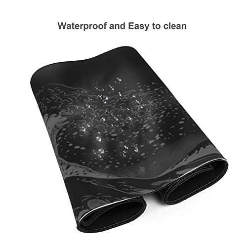 Wave Off Kanagawa Mouse Pad XL Extended Desk Mat, Computer Mousepad | Japanese The Great Wave Off Kanagawa Non Slip Rubber, Base Stitched Edge, Gaming Pc Large Mice Pad 31.5 x 11.8 Inch - color: Black11