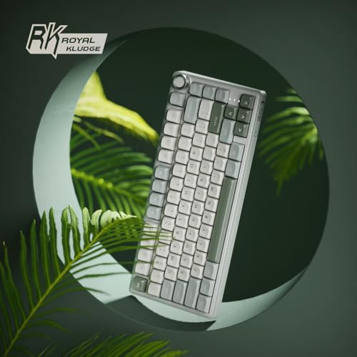 RK ROYAL KLUDGE R75 Mechanical Keyboard Wired with Volume Knob, 75% Keyboard Gasket Mounted, RGB Backlit, Creamy Keyboard with MDA Profile, PBT Keycaps, Hot Swappable Pre-lubed Tactile Switch - color: green