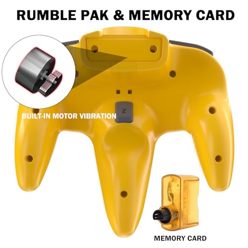 KIWITATA Wireless N64 Controller for Switch Console, 2.4GHZ N64 Remote Joystick Game Controller Compatible with Switch(1,2), Raspberry Pi, MAC, Windows 7/8,10,11 Clear Yellow - color: Clear yellow