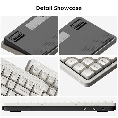 NuPhy Node75 Wireless Mechanical Keyboard, 75% Hot Swappable Custom Low Profile Keyboard, 84 Keys Computer Gaming Keyboards, Supports Touch Gestures, PBT Keycaps, RGB Backlit, Bluetooth/2.4GHz/USB-C - color: White, size: Low-Profile Red Nano Switch