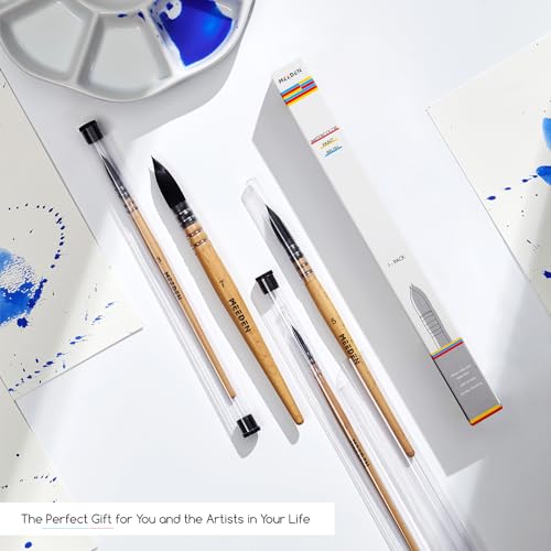 MEEDEN Watercolor Brushes Professional - Synthetic Squirrel Hair Artist Paint Brushes Set with Beech Wood Handle Great for Artists Hobbyists Size 3 - size: Size 3