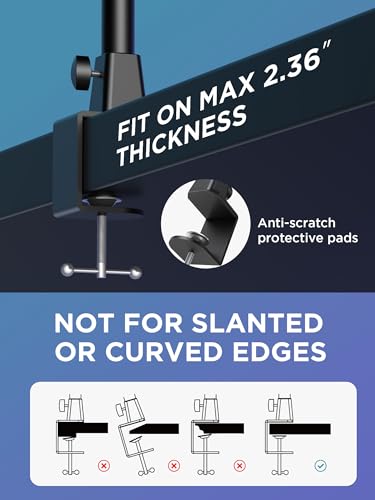 InnoGear Mic Arm Microphone Boom Arm Cable Management for Blue Yeti FIFINE | Desk Mount, Built-in Cable Channel, Extendable, Work with Shure, 3.5 lb Weight Capacity, Heavy-Duty, Easy-to-attach Clamp - color: Black, style: Extended Clamp