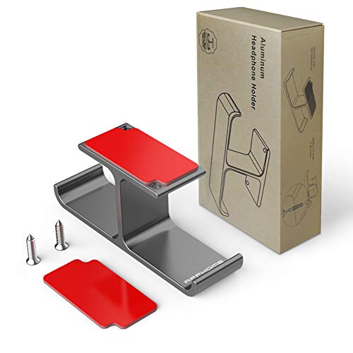 Headphone Hanger Stand Under Desk Hook Aluminum Stick-On Adhesive Dual Headsets Holder Mount PC Gaming Accessories for All Headphones