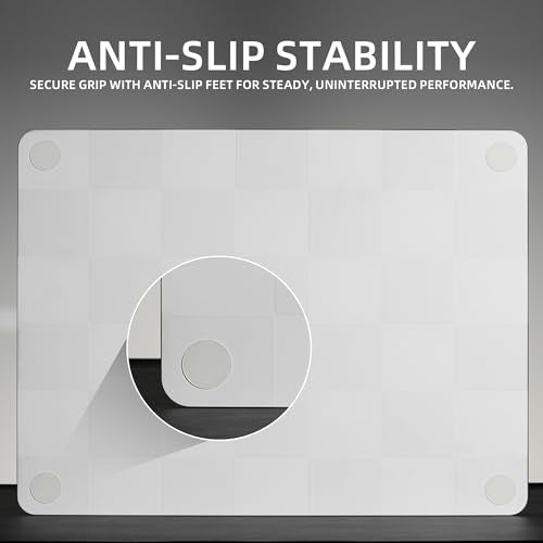 XVX Tempered Glass Gaming Mouse Pad - Ultra-Smooth Micro-Etched Hard Surface for Esports & FPS Games, 16.14"×12.20" Large Checkerboard Mousepad, Durable & Easy to Clean for Gamers/Designers - color: Black