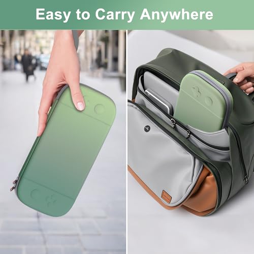 STARTRC GAMES Slim Carrying Case for Nintendo Switch 2 2025, Hard Shell Travel Case with 12 Game Card Slots, Portable Carry Bag for Switch 2 Console Green - color: Green