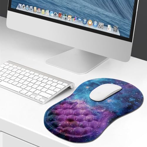 Hokafenle Ergonomic Mouse Pad Wrist Support, Wrist Rest Mousepad for Carpal Tunnel Pain Relief with Integrated Memory Foam Slope Massage Bulge (11.8x7.9 inch,Galaxy Nebula Space - color: KM19-Galaxy Nebula Space