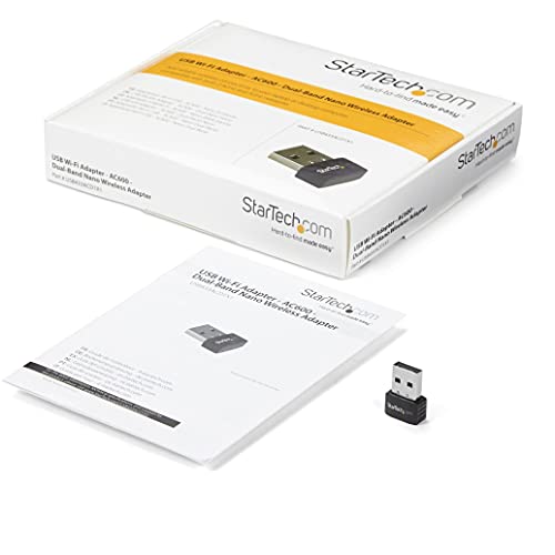 StarTech.com Wireless USB WiFi Adapter – Dual Band AC600 Wireless Dongle - 2.4GHz / 5GHz - 802.11ac Wi-Fi Laptop Adapter (USB433ACD1X1) | Dual Band AC600 Wireless Dongle, 802.11ac Wi-Fi Laptop Adapter - size: 433 Mbps AC (Nano), style: USB 2.0