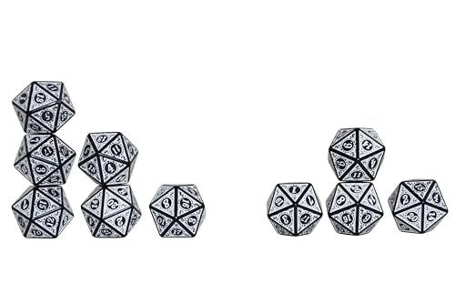 SmartDealsPro 10-Pack Retro 26mm Large 20 Sided Dice D20 Polyhedral Dice for DND RPG MTG Table Game(Retro White) - color: Retro White