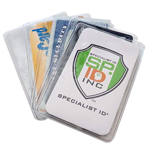5 Pack - Premium Medicare Card Protector Sleeves - Durable 2 ⅜ X 3 ⅜ Business Card Holders - Clear Vinyl Plastic Covers for Insurance & Social Security Metro & License or Credit Cards by Specialist ID