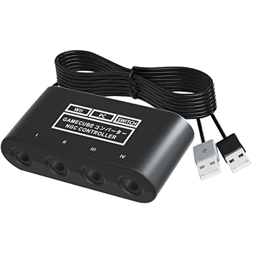 Gamecube Controller Adapter for Switch /OLED /Switch 2, Gamecube Adapter Compatible with PC Wii U with 4 Ports 6 FT Cable Support Turbo and Vibration for Gamecube Controller Play Super Smash Bros