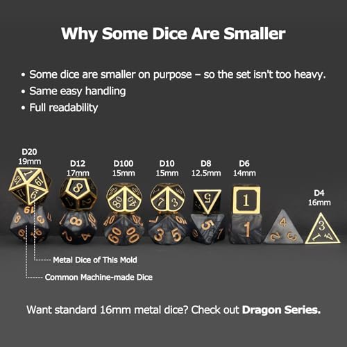 Haxtec DND Dice Set Metal D&D Dice Set with Leather Dice Bag Antique Iron Green Metal Polyhedral Dice Compatible with Dungeons and Dragons TTRPG Gifts - color: Iron Green