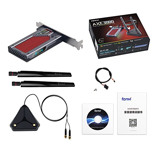 FENVi AX210 WiFi 6E PCIe WiFi Card, Tri-Band 5400Mbps, Bluetooth 5.3, with RGB Lightning for Gaming, Compatible with Windows 11/10