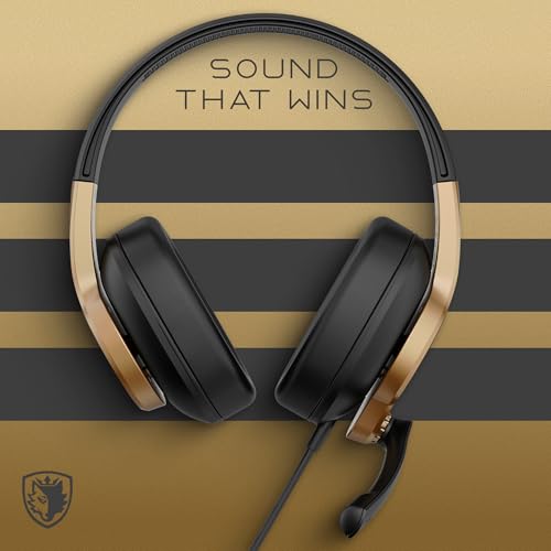 Sades Upower SA-703 Wired Gaming Headset with 40mm Drivers, Omni-Directional Mic, Lightweight Comfort, 3.5mm Dual Plug – Multi-Platform (Gold) - color: Grey