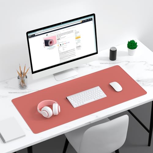 Dapesuom Large Gaming Mouse Pad, Extended Mouse Mat with Stitched Edges, Full Size Keyboard Pad with Non-Slip Base, Big XXL Computer Desk Mats for Gamer, Laptop, Office, 35.5 x 15.7in, Indian Red - color: Indian Red, size: 35.5L x 15.7W inches