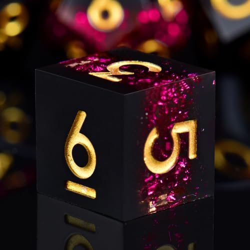 DND Dice Set, 7 Pcs Sharp Edge D&D Dice Polyhedral Resin Dice for Dungeons and Dragons RPG MTG Role Playing Table Games - color: Red