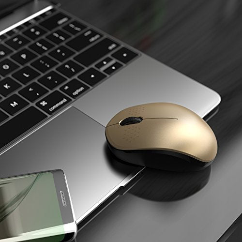 seenda Wireless Mouse for Laptop, 2.4G Noiseless Mouse with USB Receiver - Optical Tracking Portable Computer Mice for Chromebook, PC, Tablet, Windows System, 24 Months Battery Life - Black & Gold - color: Gold and Black