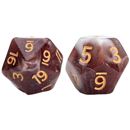 Gate Keeper Games and Dice: Aether Dice: Latte Dice - 7pc RPG Set, Brown & Cream Swirled w/ Holographic Glitter, 7 Resin Dice for Role Playing Games - style: Latte