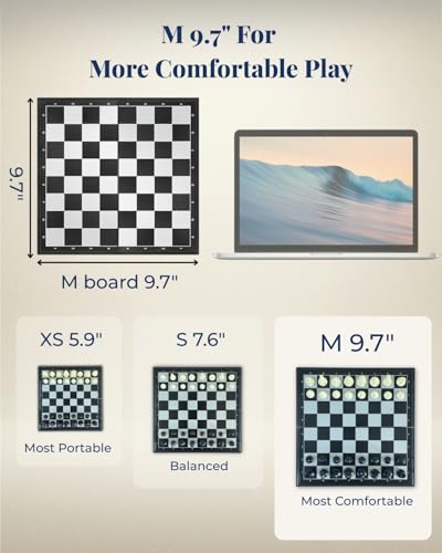Travel Chess Set Magnetic Portable Folding Chess Board (Medium / 9.7 Inch) - size: Medium / 9.7 Inch