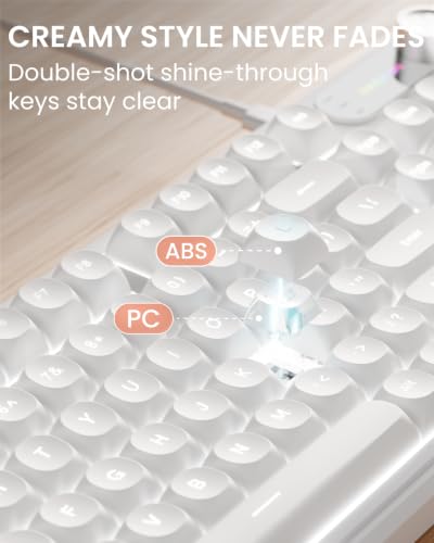 EWEADN Wired Keyboard and Mouse Combo with Detachable Wrist Rest, Quiet Ergonomic Keyboard Mouse Set with Multimedia Knob, RGB Backlit, Double-Shot Keycaps Natural Typing for Laptop, PC - White - color: White