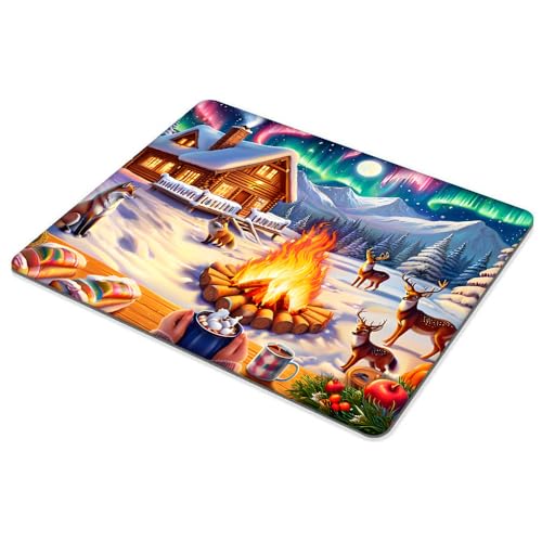 Square Mouse Pad Christmas Bonfire,Gaming Mouse Pads for Desk,Soft Computer Waterproof Non-Slip Mouse Mat - color: Christmas bonfire