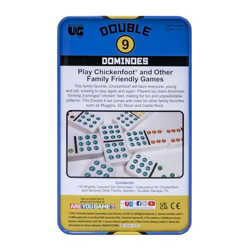 Double 9 Domino Game Travel Tin, Portable Family Game, Ages 8+