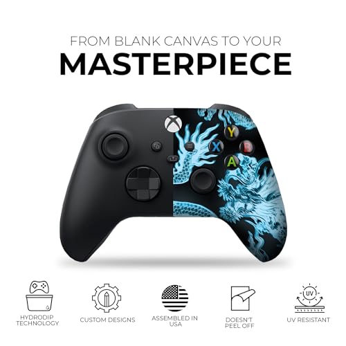DreamController Neon Dragonns Custom X-box Controller Wireless compatible with X-box One/Series X/S Proudly Customized in USA I Permanent HYDRODIP Print(NOT JUST A SKIN)(MODDED) - color: Neon Dragonns, size: Modded - Front & Back Print