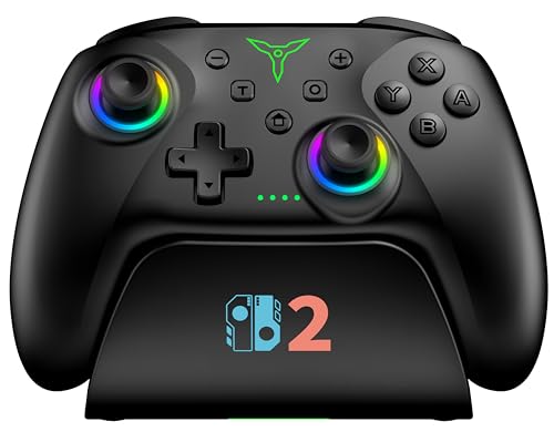 Spican Switch 2 Controller for Switch 2/Switch/OLED/Lite Controllers, Wireless Switch Controller with Charging Dock, RGB Switch Pro Controller with Hall Effect, Programmable, Turbo and Vibration - color: Dark Black