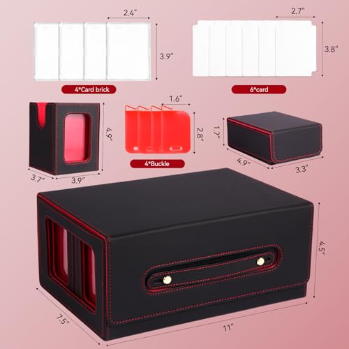 Trading Card Storage Box for MTG Commander, Deck Case with Clear Display Window, Magnetic Closure & Card Dividers for TCG Cards