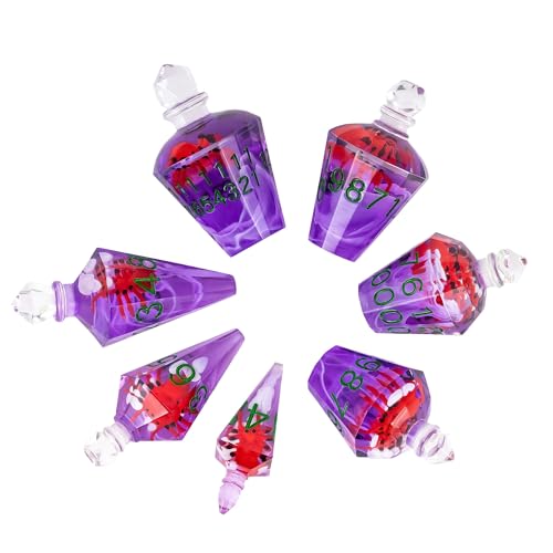 7PCS Potion DND Dice Set,Transparent Sharp Edge Die Set D&D RPG Polyhedral Dice,for Dungeons and Dragons TTRPG Games Roleplaying Games.(Purple with Spider) - color: Purple With Spider