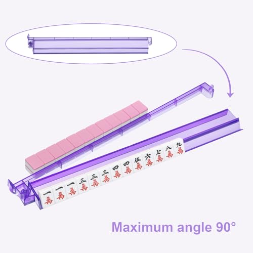Mahjong Racks with Pushers 4PCS Set Majiang Tile Holder Acrylic Mahjong Racks Accessories and Gifts - color: Deep Purple