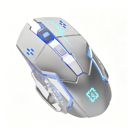 Wired Gaming Mouse, Lightweight Optical Computer Mice with 6 Buttons, 6 Adjustable DPI (800-3600), Ergonomic Shape for Computers and Laptops, Silver - color: Silver