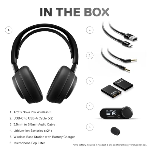 SteelSeries Arctis Nova Pro Wireless Xbox Multi-System Gaming Headset - Premium Hi-Fi Drivers - Active Noise Cancellation Infinity Power System - Stealth Mic - Xbox, PC, PS5, PS4, Switch, Mobile - color: Black, style: Xbox