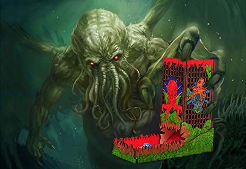 CZYY Cthulhu Dice Tower, Foldable Wooden Dice Roller with Tray | Laser-Cut Birch Plywood, Folding Design, Sea Monster Artwork, For Board Games & RPG Nights