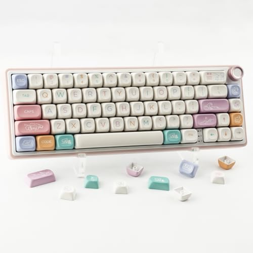 Tsungup Cute MOA Profile Keycaps,126 Keys Custom PBT Keycaps 60 65 75 Percent, Dye-Sub White Keycap Set Key Caps Keyboard for Cherry Gateron MX Swithes Mechanical Keyboards - color: White Pink
